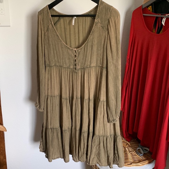 Free People Full Swing Candy Dress boho mini dress S preowned oversized - Picture 3 of 9